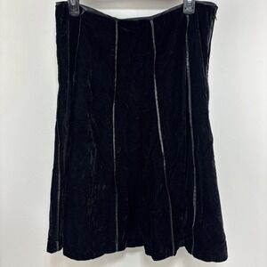 Black Midi Velvet A-line Skirt Size 10P Whimsygoth Steampunk‎ VTG Goth Grunge